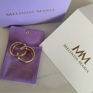 NWT Melinda Maria “She’s So Smooth” Trendy Gold Statement Hoop Earrings